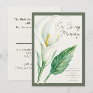 In-Loving-Memory-Gedenkkarte mit Calla-Lilie für M Mitteilungskarte