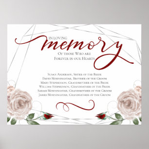 In Loving Memory Gedenktafel Hochzeitszeremonie Sc Poster