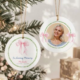 In Loving Memory Grandmillenial Bows Photo Keramik Ornament