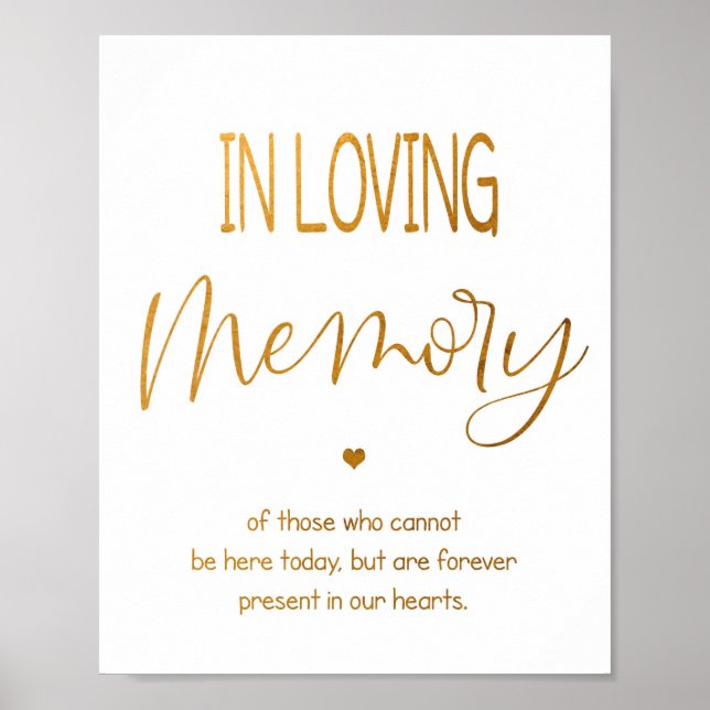 In Loving Memory Hochzeitszeichen 8x10 Poster (Vorne)