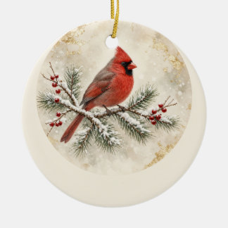 In Loving Memory Kardinal Personalisiertes Weihnac Keramik Ornament