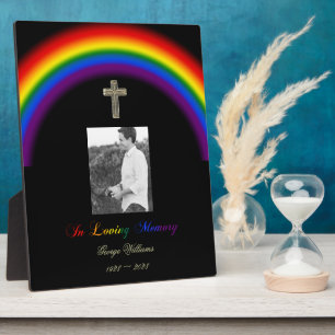In Loving Memory LGBT Stolz Regenbogenkreuz Foto Fotoplatte