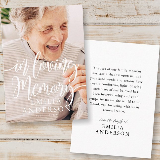 In Loving Memory Memorial Modern Simple Photo Card Visitenkarte (Von Creator hochgeladen)