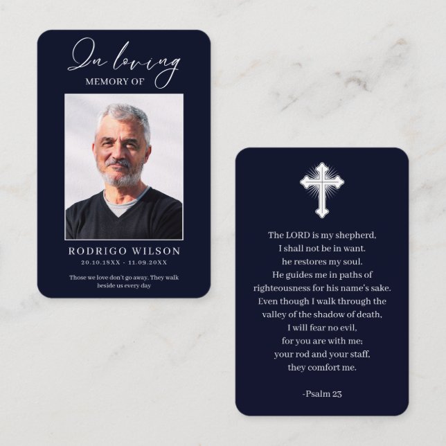 In Loving Memory Memorial Prayer Photo Cards Visitenkarte (Vorne/Hinten)