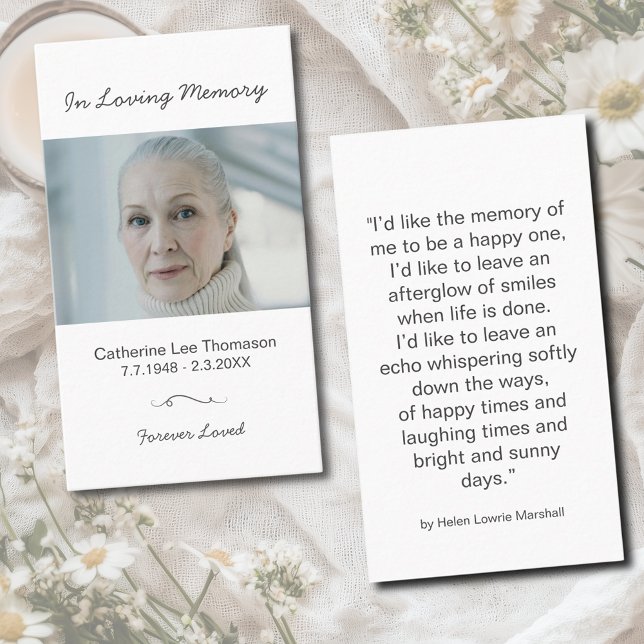 In Loving Memory Minimalist Photo Prayer Card Visitenkarte (In Loving Memory Minimalist Photo Prayer Card
)