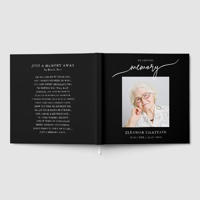 In Loving Memory Minimalist Photo Sympathy Gästebuch (Voll)