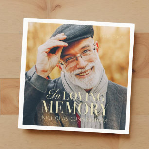 In Loving Memory Moderne Elegante Foto-Gedenkstätt Serviette