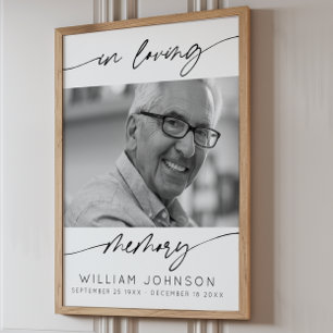 In Loving Memory Moderne Schrift Foto Trauerfeier Poster