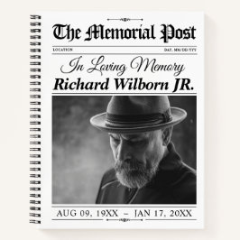 In Loving Memory Newspaper Memorial Guestbook Notizbuch