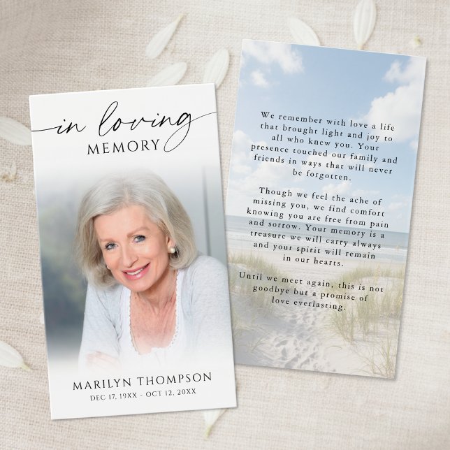 In Loving Memory Photo Beach Memorial Cards (Créateur téléchargé)