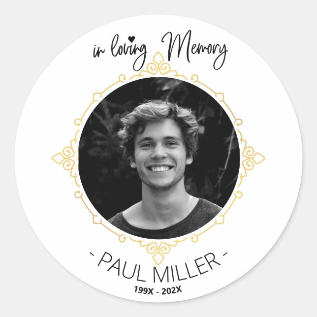 In Loving Memory Photo Classic Round Sticker (Vorderseite)
