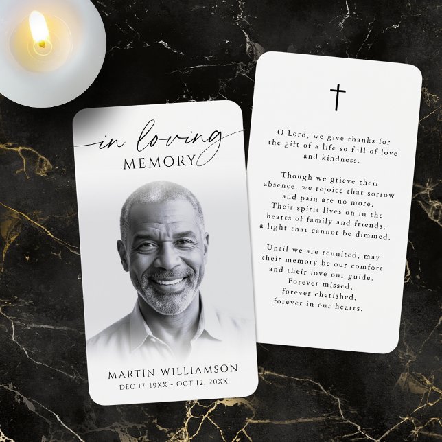 In Loving Memory Photo Cross Memorial Prayer Card (Von Creator hochgeladen)
