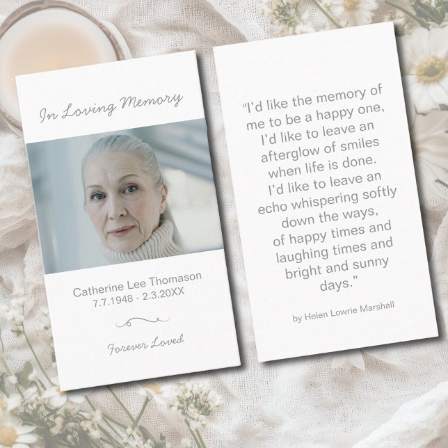 In Loving Memory Photo Funeral Prayer Card Visitenkarte (In Loving Memory Photo Funeral Prayer Card
)