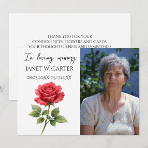 In Loving Memory Rote Rose Florale Trauerfloristik Einladung