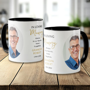 In Loving Memory Schwarz und Gold 2 Foto Gedenkbil Tasse
