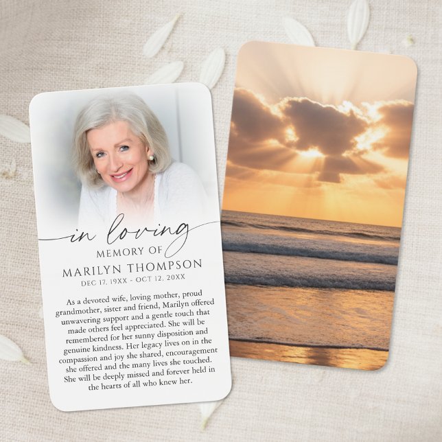 In Loving Memory Sunset Photo Sympathy Cards (Créateur téléchargé)