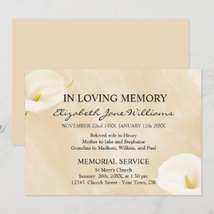 In Loving Memory Trauerfeier Wasserfarben-Lili Einladung