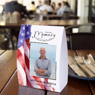 In Loving Memory US-Flaggen-Gedenktafel für Beerdi Tischaufsteller