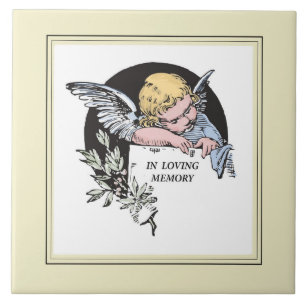 In Loving Memory Vintage Engel, Gedenken, Gold Fliese