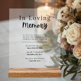 In Loving Memory Wedding Remembrance Acrylic Sign Acrylschild