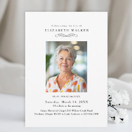 In Loving Memory White Photo Funeral Invitation