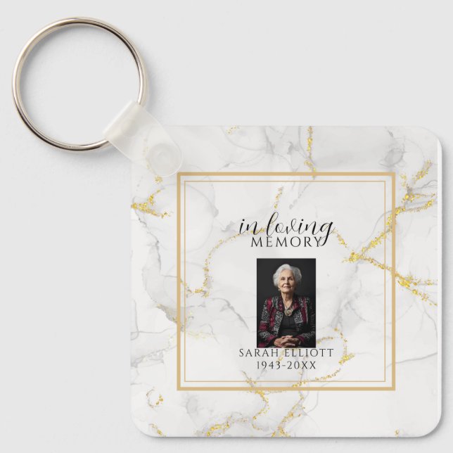 In Loving Memory  with Photo | marble gold Schlüsselanhänger (Vorderseite)