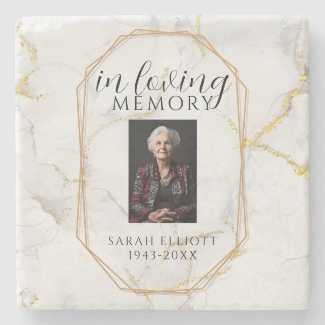 In Loving Memory with Photo | marble  Steinuntersetzer (Vorderseite)