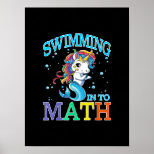 In Mathe schwimmende Einhorn-Meerjungfrau T-Shirt Poster
