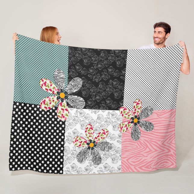 In mehrfarbigen Farben Patchwork rustikales Muster Fleecedecke (Beispiel)