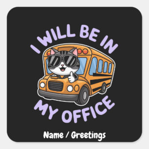 In meinem Büro ist das Niedliche Katzenfahren benu Quadratischer Aufkleber