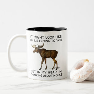 In meinem Kopf denke ich an Elch Funny Zweifarbige Tasse