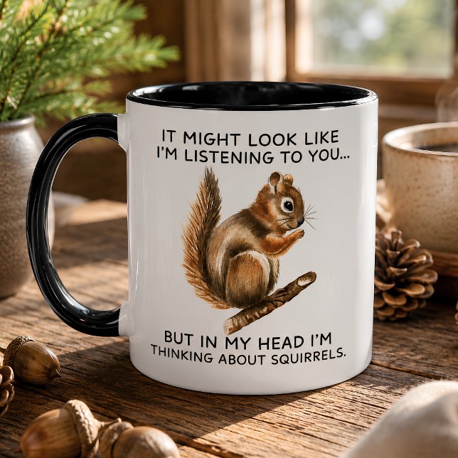 In meinem Kopf denke ich über Eichhörnchen lustig Tasse (Von Creator hochgeladen)