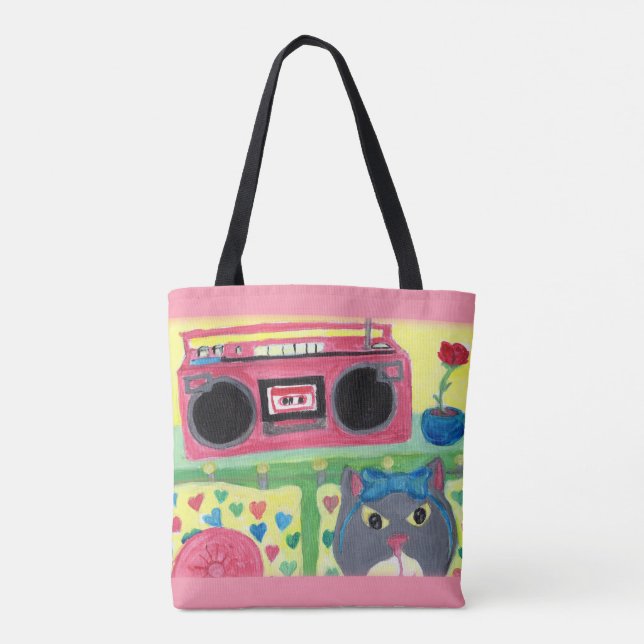 In meinem Zimmer Retro Cat Malerei Retro Folklorek Tasche (Rückseite)