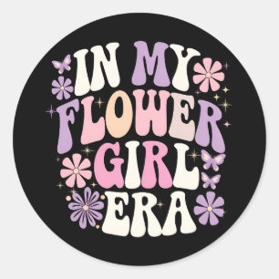 In meiner Blumenmädchen-Ära Retro Groovy Flower Runder Aufkleber