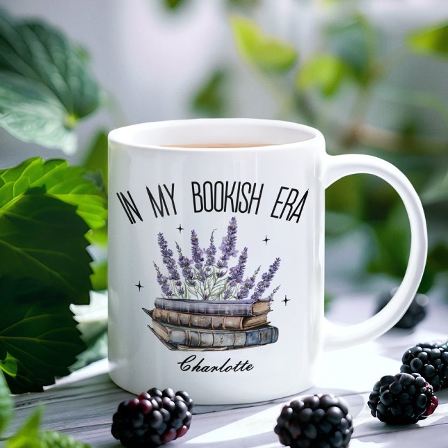 In meiner Bookish Ära benutzerdefinierte Tasse für (book lover gifts, floral book mug, custom name mug, lavender book mug, student gift mug, mom gift)
