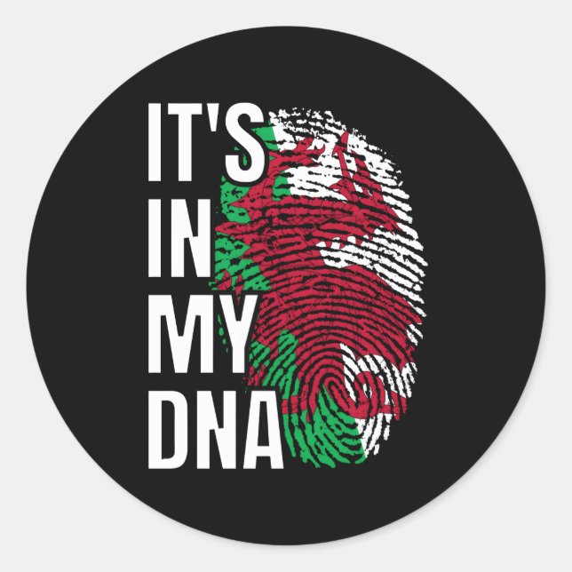 In meiner DNA Welsh Flag Wales Fingerprint Runder Aufkleber (Vorderseite)