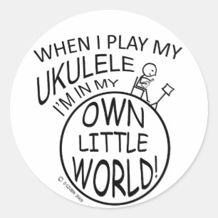 In meiner eigenen kleinen Welt Ukulele Runder Aufkleber