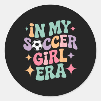 In Meiner Fußball-Mädchen-Ära Groovy Tee Fußll Mäd Runder Aufkleber