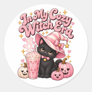 In Meiner Gemütlichen Hexen-Ära Rosa Halloween Runder Aufkleber