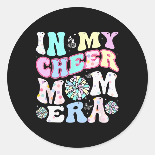 In meiner jubelnden Mama Era Funny Cheerleader Mot Runder Aufkleber (Vorderseite)