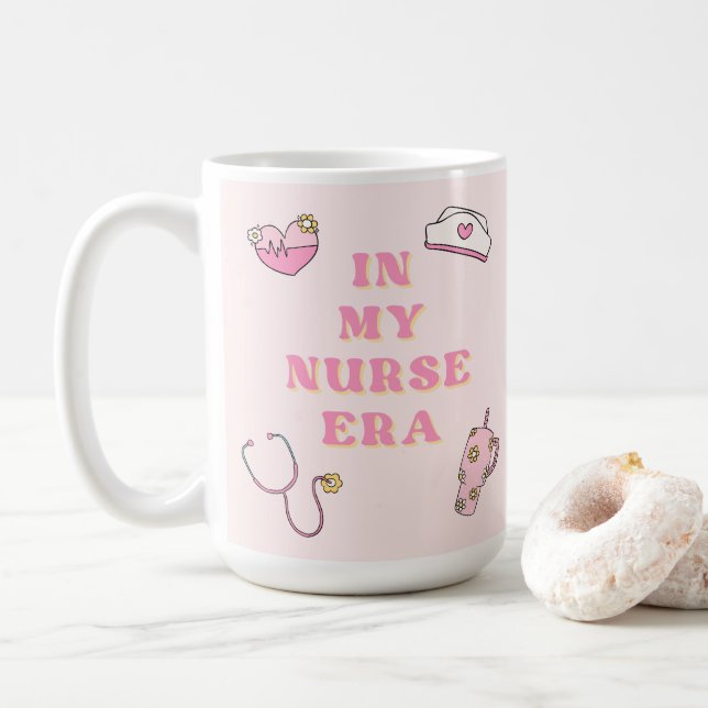 In Meiner Krankenpflege Ära Rosa Kaffeetasse (Mit Donut)