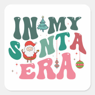 In meiner Santa-Ära - Retro-Weihnachten Quadratischer Aufkleber