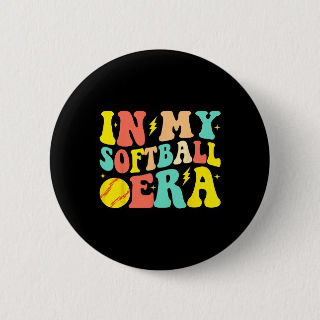 In meiner Softball-Ära Groovy Softball-Mädchen  Button (Vorderseite)