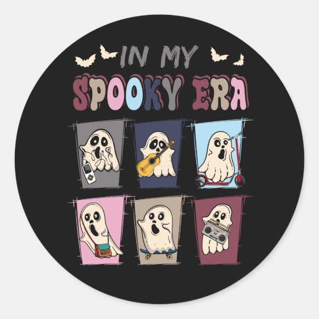 In meiner Spooky-Ära Spooky Jahreszeit Ghost Retro Runder Aufkleber (Vorderseite)