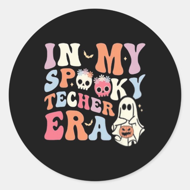 In meiner Spooky-Lehrerin Era Retro Halloween Runder Aufkleber (Vorderseite)