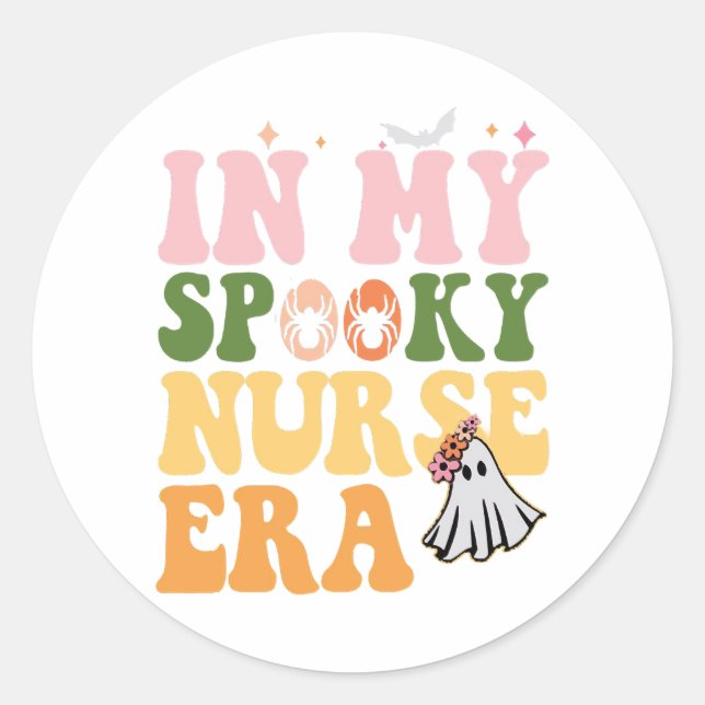 In meiner Spooky Nurse Era Halloween Groovy Ghost Runder Aufkleber (Vorderseite)