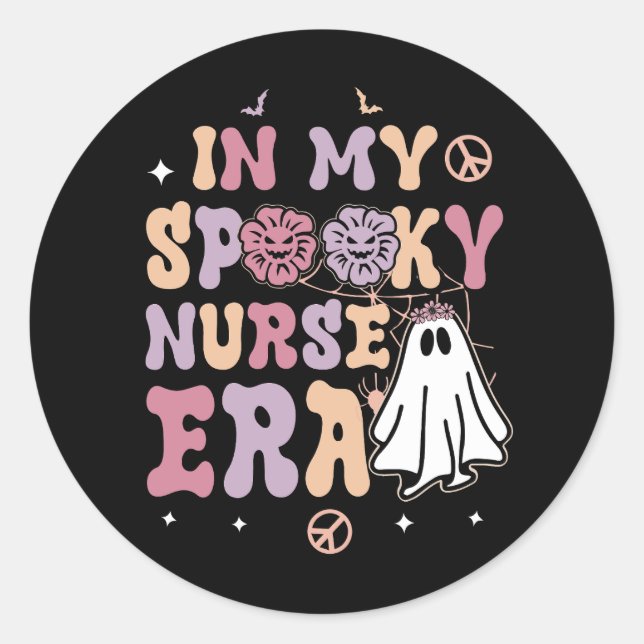 In meiner Spooky Nurse Era Halloween Groovy Witchy Runder Aufkleber (Vorderseite)