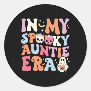In meiner Spooky Tante Era Halloween Groovy Witchy Runder Aufkleber
