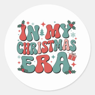 In meiner Weihnachtszeit süße groovy Weihnachten X Runder Aufkleber