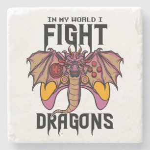 In meiner Welt kämpfe ich Drachen Steinuntersetzer